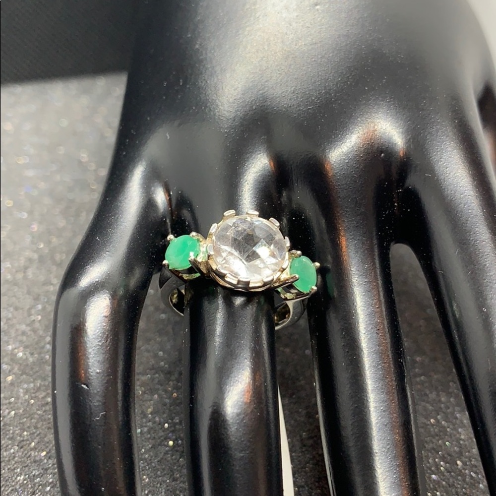 Quartz and Precious Gemstone Sterling Silver Ring